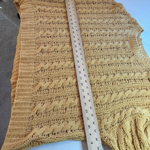 American Eagle Gold Yellow Open Knit Sweater Size XL Relaxed Cozy Beach Layers - Picture 5 of 9